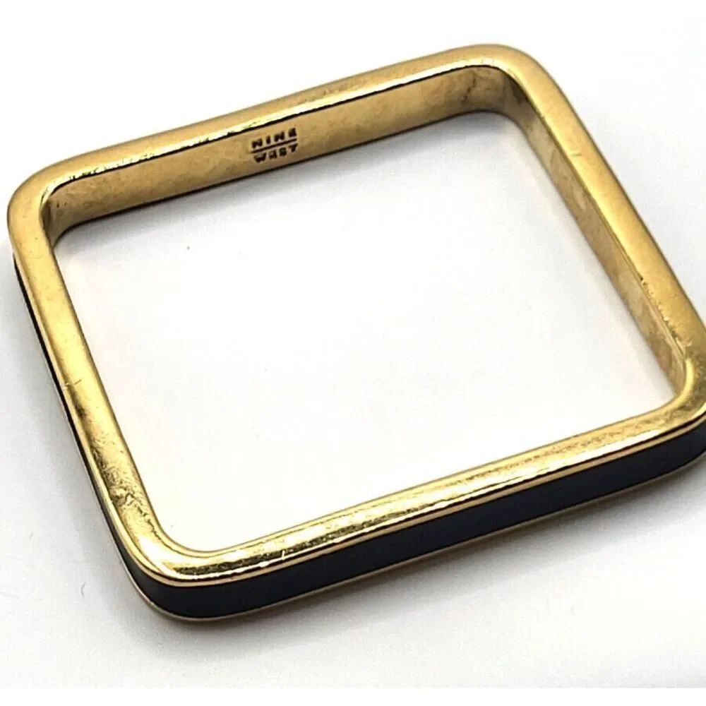 Nine West Gold Enamel Square Bangle Bracelet 8in